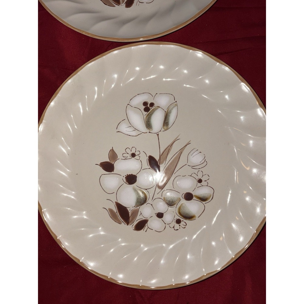 Set of 2 Universal Cambridge Divided Grill Plates Floral Poppies USA Vintage
